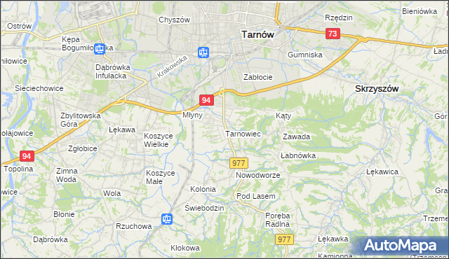 mapa Tarnowiec gmina Tarnów, Tarnowiec gmina Tarnów na mapie Targeo