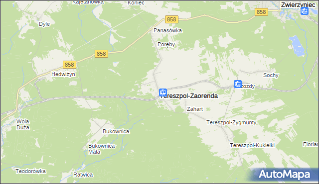 mapa Tereszpol-Zaorenda, Tereszpol-Zaorenda na mapie Targeo