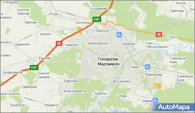 mapa Tomaszów Mazowiecki, Tomaszów Mazowiecki na mapie Targeo