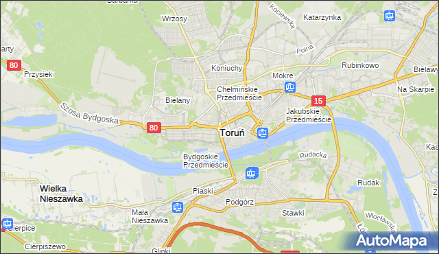 mapa Torunia, Toruń na mapie Targeo