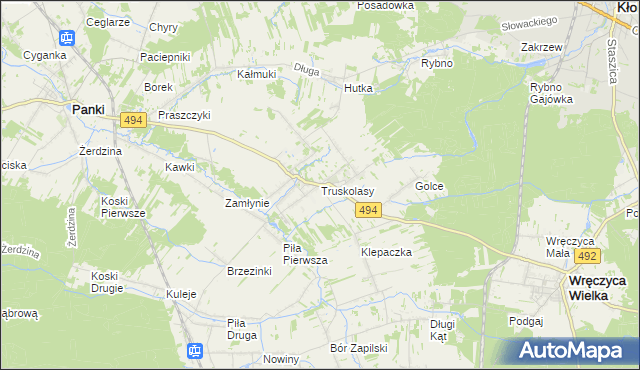 mapa Truskolasy gmina Wręczyca Wielka, Truskolasy gmina Wręczyca Wielka na mapie Targeo