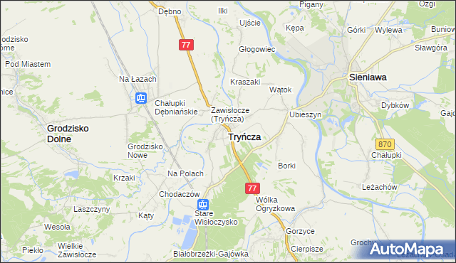 mapa Tryńcza, Tryńcza na mapie Targeo