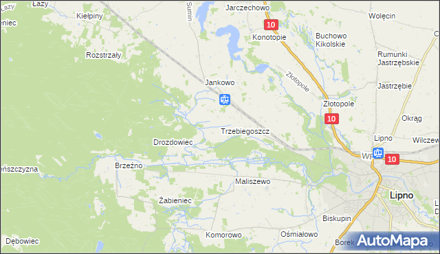 mapa Trzebiegoszcz, Trzebiegoszcz na mapie Targeo