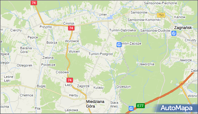 mapa Tumlin-Wykień, Tumlin-Wykień na mapie Targeo