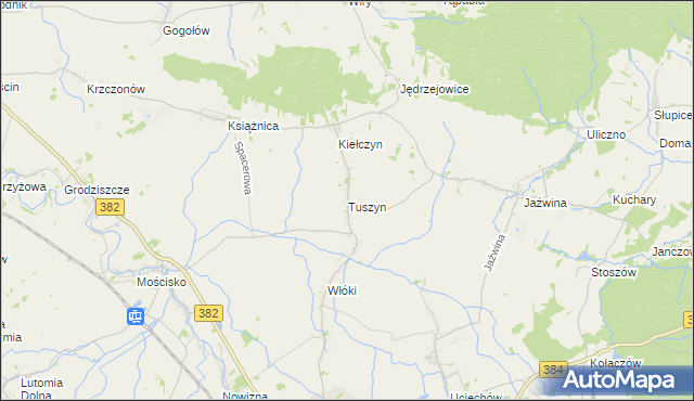 mapa Tuszyn gmina Dzierżoniów, Tuszyn gmina Dzierżoniów na mapie Targeo