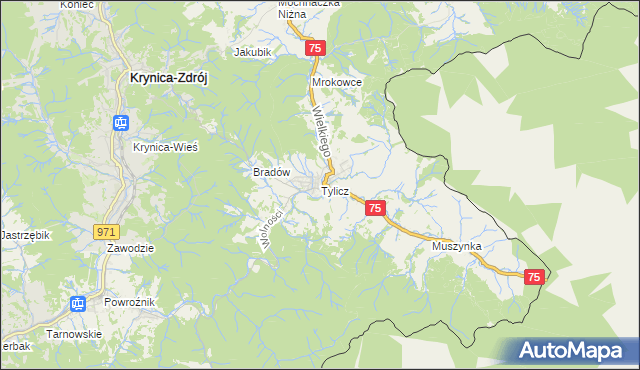 mapa Tylicz, Tylicz na mapie Targeo