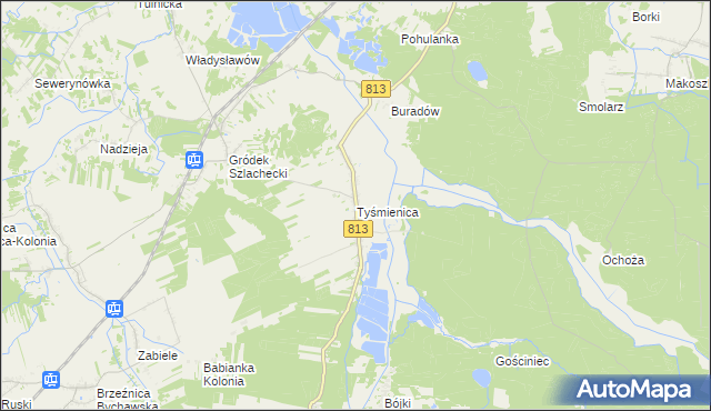 mapa Tyśmienica, Tyśmienica na mapie Targeo