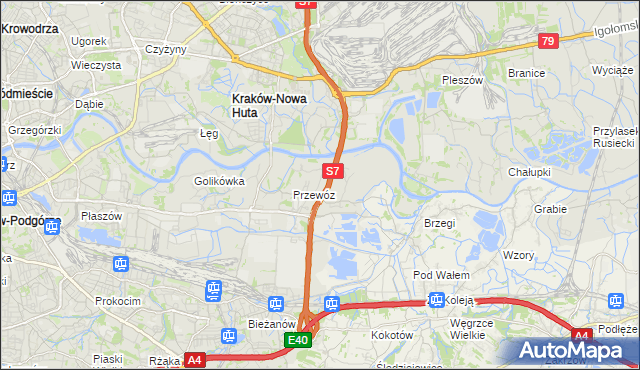 mapa Ulica gmina Kraków, Ulica gmina Kraków na mapie Targeo