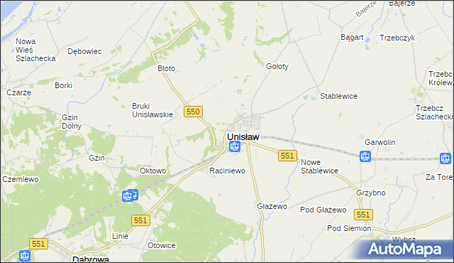 mapa Unisław powiat chełmiński, Unisław powiat chełmiński na mapie Targeo
