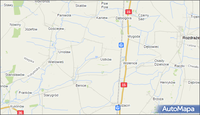 mapa Ustków gmina Krotoszyn, Ustków gmina Krotoszyn na mapie Targeo