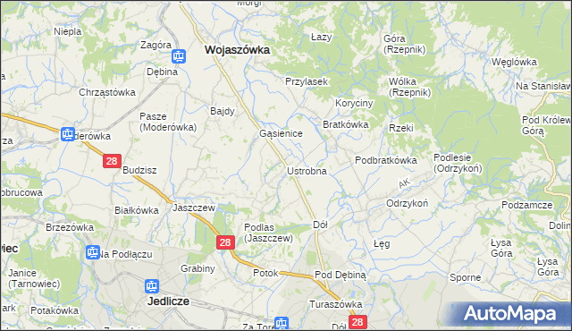 mapa Ustrobna, Ustrobna na mapie Targeo