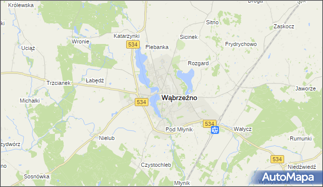 mapa Wąbrzeźno, Wąbrzeźno na mapie Targeo