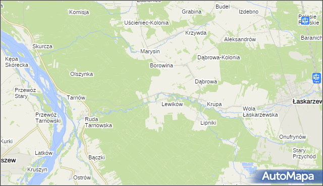 mapa Wanaty gmina Łaskarzew, Wanaty gmina Łaskarzew na mapie Targeo