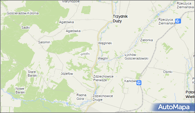 mapa Węglin gmina Trzydnik Duży, Węglin gmina Trzydnik Duży na mapie Targeo