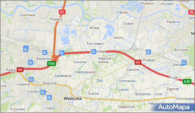 mapa Węgrzce Wielkie, Węgrzce Wielkie na mapie Targeo