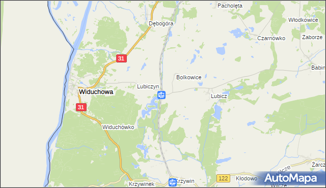 mapa Widuchowa-Stacja, Widuchowa-Stacja na mapie Targeo