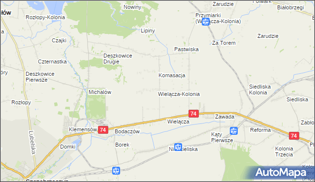 mapa Wielącza-Kolonia, Wielącza-Kolonia na mapie Targeo