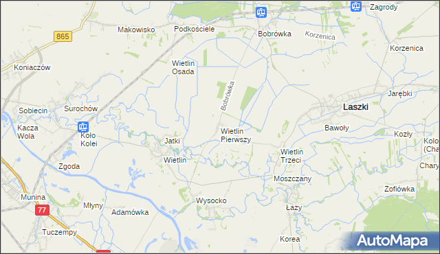 mapa Wietlin Pierwszy, Wietlin Pierwszy na mapie Targeo