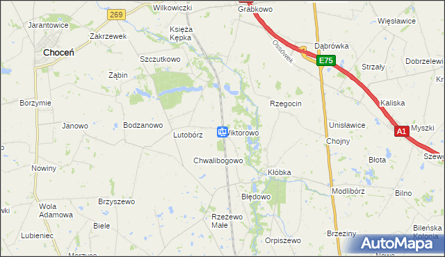 mapa Wiktorowo gmina Lubień Kujawski, Wiktorowo gmina Lubień Kujawski na mapie Targeo