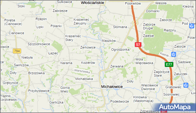 mapa Wilczkowice gmina Michałowice, Wilczkowice gmina Michałowice na mapie Targeo