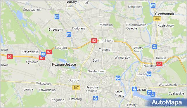 mapa Winiary gmina Poznań, Winiary gmina Poznań na mapie Targeo