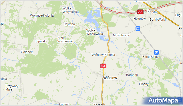 mapa Wiśniew-Kolonia, Wiśniew-Kolonia na mapie Targeo