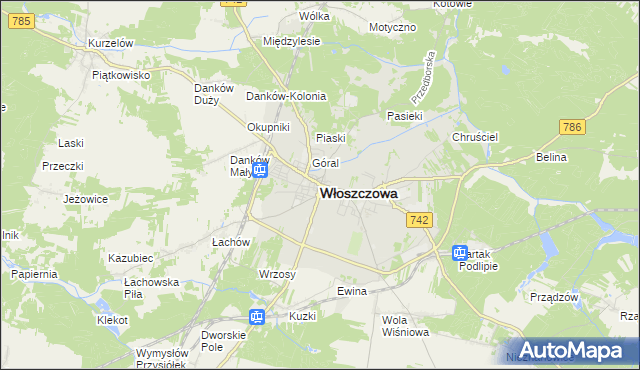 mapa Włoszczowa, Włoszczowa na mapie Targeo