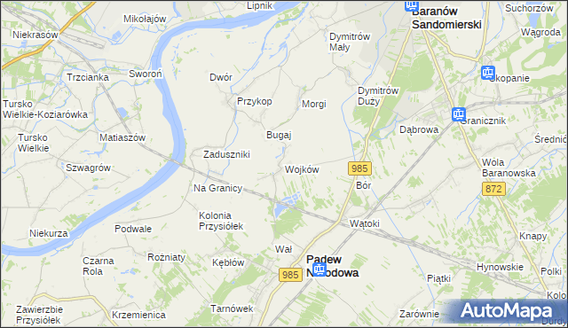 mapa Wojków gmina Padew Narodowa, Wojków gmina Padew Narodowa na mapie Targeo