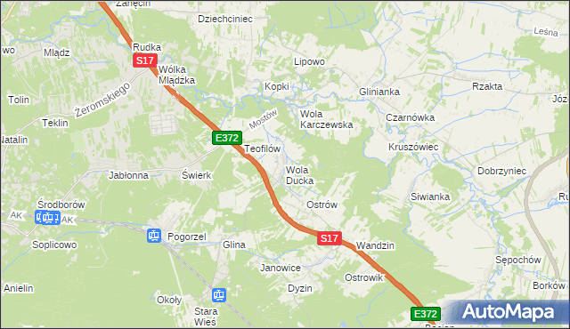 mapa Wola Ducka, Wola Ducka na mapie Targeo