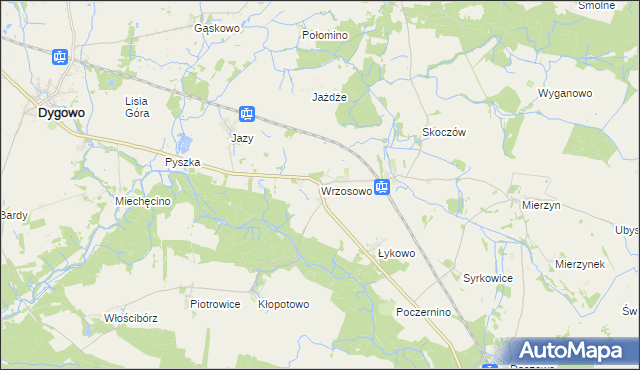 mapa Wrzosowo gmina Dygowo, Wrzosowo gmina Dygowo na mapie Targeo