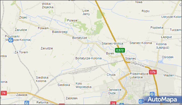 mapa Wysokie gmina Zamość, Wysokie gmina Zamość na mapie Targeo