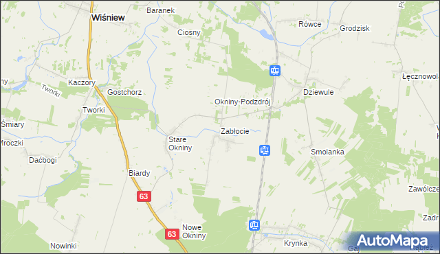 mapa Zabłocie gmina Wiśniew, Zabłocie gmina Wiśniew na mapie Targeo