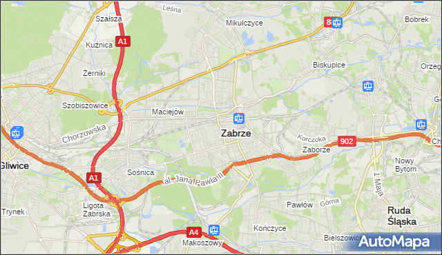 mapa Zabrza, Zabrze na mapie Targeo