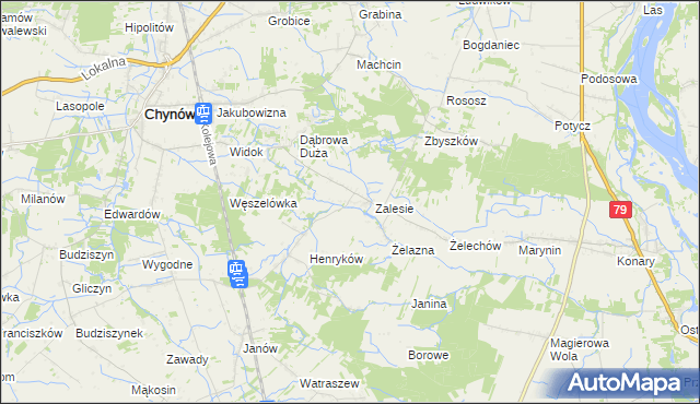 mapa Zadębie gmina Chynów, Zadębie gmina Chynów na mapie Targeo