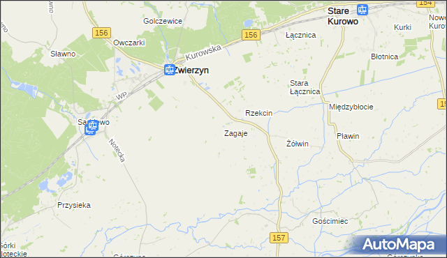 mapa Zagaje gmina Zwierzyn, Zagaje gmina Zwierzyn na mapie Targeo