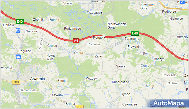 mapa Zalas gmina Krzeszowice, Zalas gmina Krzeszowice na mapie Targeo