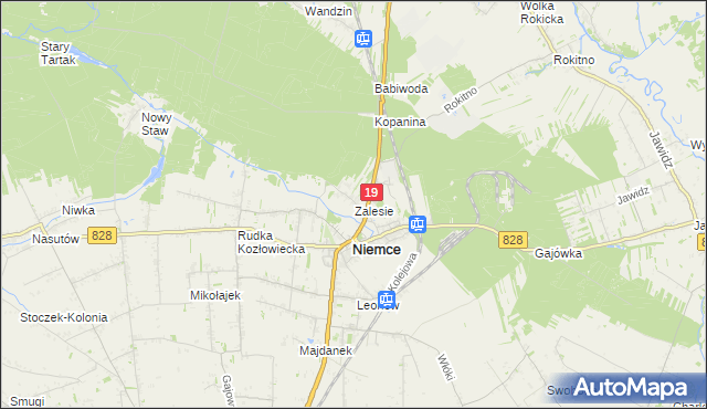 mapa Zalesie gmina Niemce, Zalesie gmina Niemce na mapie Targeo