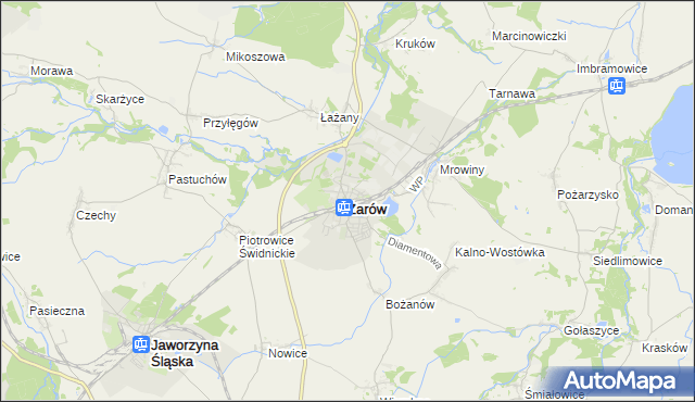 mapa Żarów powiat świdnicki, Żarów powiat świdnicki na mapie Targeo