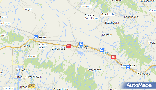 mapa Zarszyn, Zarszyn na mapie Targeo