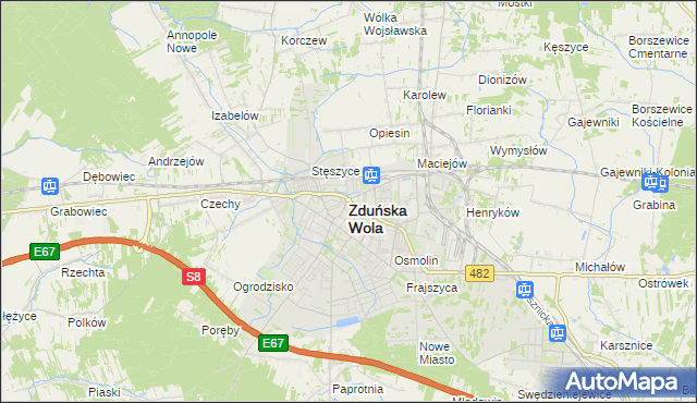 mapa Zduńska Wola, Zduńska Wola na mapie Targeo