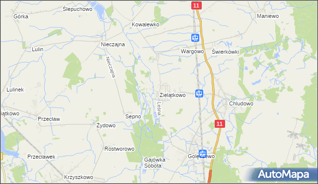 mapa Zielątkowo gmina Suchy Las, Zielątkowo gmina Suchy Las na mapie Targeo