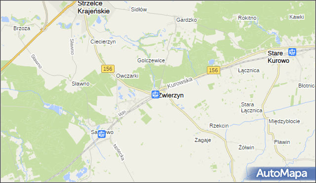 mapa Zwierzyn powiat strzelecko-drezdenecki, Zwierzyn powiat strzelecko-drezdenecki na mapie Targeo