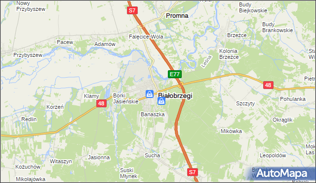 mapa Białobrzegi, Białobrzegi na mapie Targeo