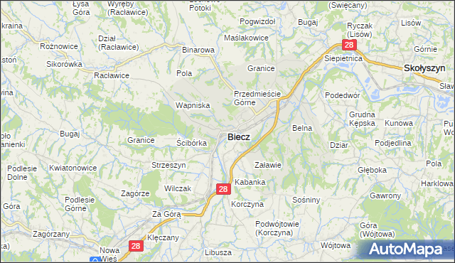 mapa Biecz powiat gorlicki, Biecz powiat gorlicki na mapie Targeo