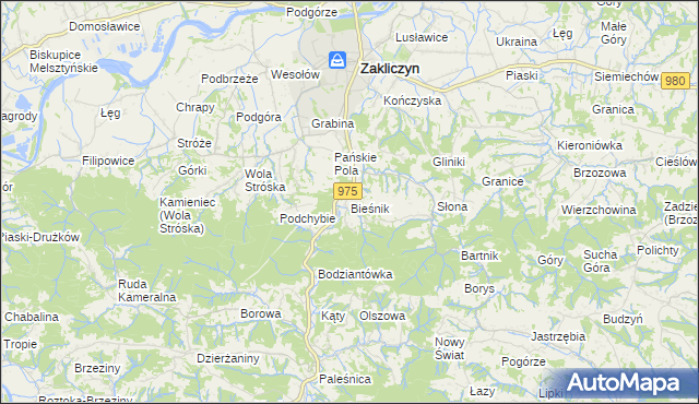 mapa Bieśnik gmina Zakliczyn, Bieśnik gmina Zakliczyn na mapie Targeo