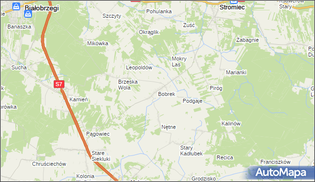 mapa Bobrek gmina Stromiec, Bobrek gmina Stromiec na mapie Targeo