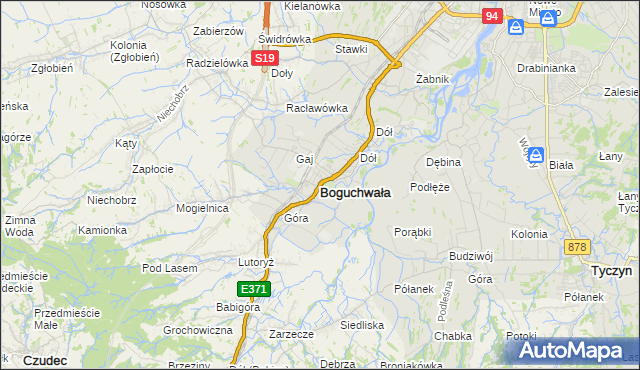 mapa Boguchwała powiat rzeszowski, Boguchwała powiat rzeszowski na mapie Targeo