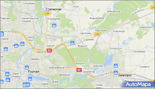 mapa Bogucin gmina Swarzędz, Bogucin gmina Swarzędz na mapie Targeo