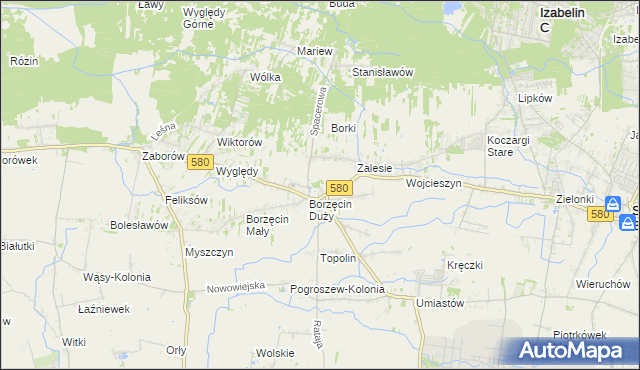 mapa Borzęcin gmina Stare Babice, Borzęcin gmina Stare Babice na mapie Targeo