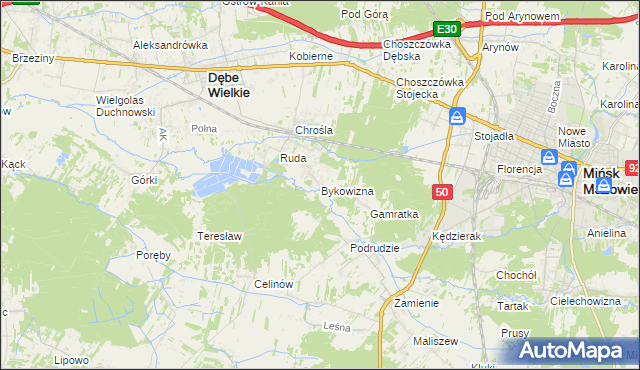 mapa Bykowizna, Bykowizna na mapie Targeo